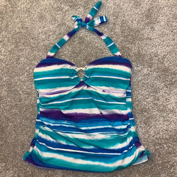 Apt 9 Nylon Green & Purple Swimsuit size 10 - Picture 4 of 13